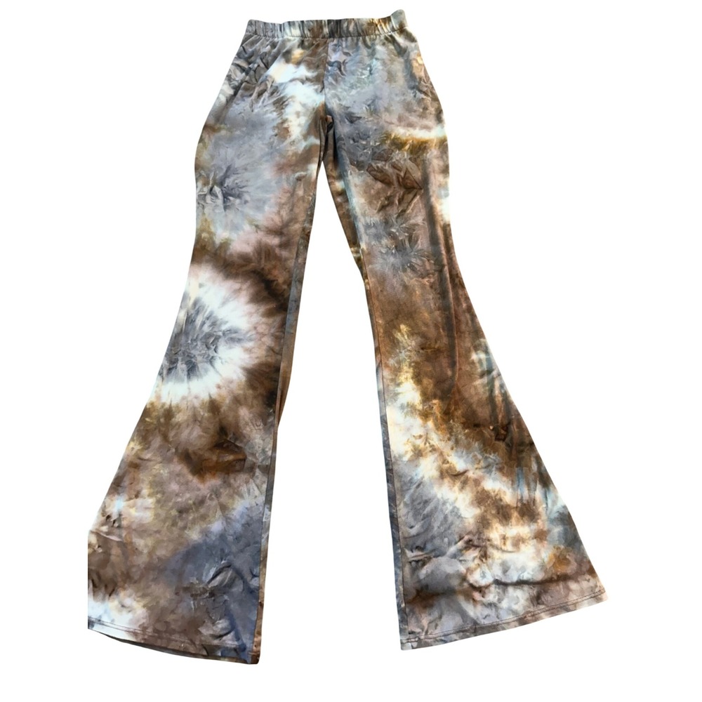 Urban Renewal Urban Outfitters Tie Dye Flare Pants Brown Grey High Rise Size M